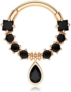 Melighting 16G Septum Jewelry Teardrop Dangle Septum Rings Women 316L Stainless Steel Clear CZ Daith Earrings Helix Earrings Cartilage Tragus Earring Piercing Jewelry for Men