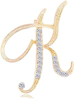 Letter Brooch Pins Initial Rhinestone Brooch for Women Crafts Gold A-Z