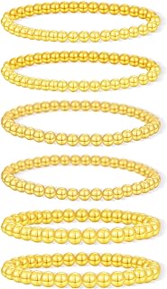 Crystal Embellished Wooden Charm Bracelet with Bead Chain and Lobster Claw Clasp, 14K Gold Plated Trendy Jewelry for Women