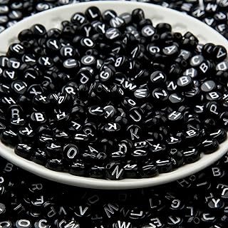 Versatile Small-Sized CYEENUT Black & White Letter Beads in Acrylic (1200pcs) For DIY Jewelry & Bracelet Making