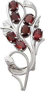 NOVICA Artisan Handmade Brooch Pin .925 Sterling Silver with Garnets India Red Fiesta Floral Birthstone 'Crimson Bouquet'