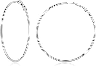 TIZU Big Hoop Earrings for Women Stainless Steel Hypoallergenic 14K Gold/Rose Gold/Black/Silver Hoop Earrings, 40mm/50mm/60mm/70mm Hoops Earrings Birthday Mothers Day Jewelry Gifts Women Girls