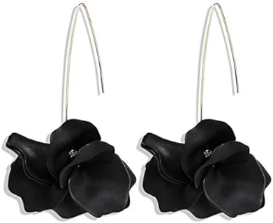 Summer Rose Boho Resin Petal Drop Earrings for Women Flower Earrings Flower Hoop Drop Earrings Acrylic Dangle Earrings