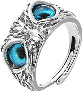 Real 925 Sterling Silver Owl-shaped Statement Ring for Women and Girls, Adjustable Retro Animal Design, Perfect Jewelry Gift