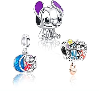 925 Sterling Silver Monsters Mouse Couple Safety Chain Charms for Bracelets Necklaces,Vampire Winged Heart Murano Glass Dangle Pendants Beads Jewelry Gift for Women Girls at Christmas,Mother's Day