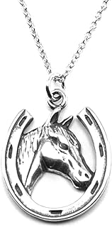 Sterling Silver Lucky Horseshoe Charm Pendant Necklace, 18"