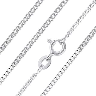 Aeon Jewellery 925 Sterling Silver Necklace - 2mm Diamond Cut Curb Chain | 16, 18, 20, 22, 24" Chain | For Layered Looks, Gifts or Pendant Replacements | Polishing Cloth & Pouch Bag Included