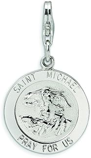 Amore LaVita Sterling Silver Saint Michael Medal Lobster Clasp Bracelet Charm