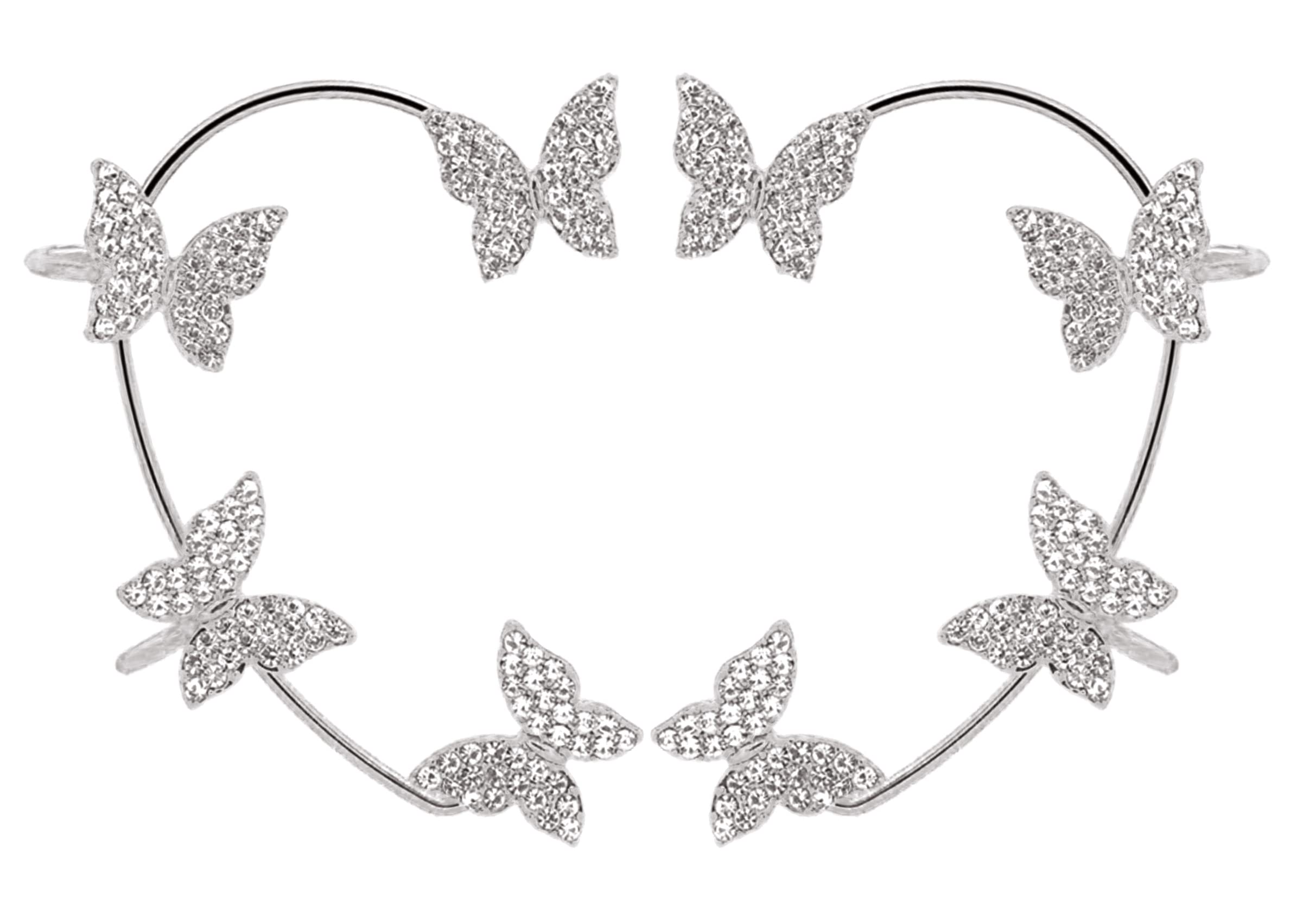 Zircon Butterfly Ear Cuff Earrings for Women No Piercing Butterfly Ear Clip Wrap Around Fake Earrings Ear Wrap Crawler Rhinestone Wrap Earrings for Girls