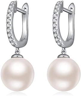 Tahitian Black Pearl Drop Earrings with Sterling Silver Lever Back for Women, Dangle Design with Diamond Accents