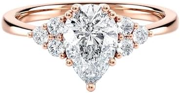 Diamond Wish IGI Certified 1 1/5 to 2 2/5 Carat Pear Cut Lab Grown Diamond with Shoulder Gems Engagement Ring for Women in 14k Gold (I-J, VS-SI, cttw) Anniversary Promise Ring Size 4 to 9