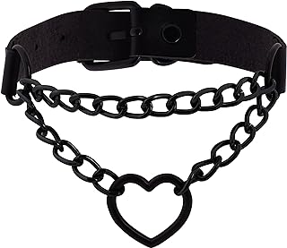 Sacina Gothic Punk Spiked Heart Choker Collar, PU Leather Spike Heart Choker Necklace, Halloween Goth Jewelry Gift for Women, Men