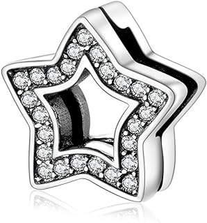 MEETCCY 925 Sterling Silver Reflexions Bracelet for Women Mesh Bracelet Clip Beads & Safe Chain.Birthday Christmas for Friends Mothers Wife and Daughters (Five-pointed star)