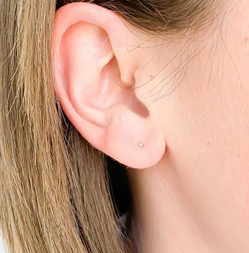 6-12 Pairs 925 Sterling Silver Stud Earrings for Women Girls 14K White Gold Plated 2mm Tiny Ball Stud Earrings Set Hypoallergenic Cartilage Tragus Multiple Piercings Earrings Jewelry for Sensitive Ears