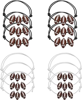 PATIKIL 15x9mm Rugby Football Charm Bracelets, 1Set/12Pcs Sports Beads Bracelet Inspirational Wristbands for Teen Adults Sport Theme Party