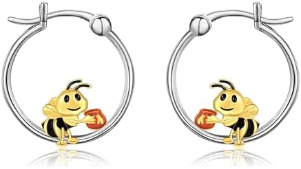 Lever-Back Sterling Silver Bee Hoop Earrings - Ideal Birthday Gift for Women and Girls - Elegant Insect Design