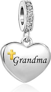 JMQJewelry Cross Religious Mom Daughter Wife Sister Auntie Grandma Dad Heart Women Bead Charms Fits Pandora Bracelets