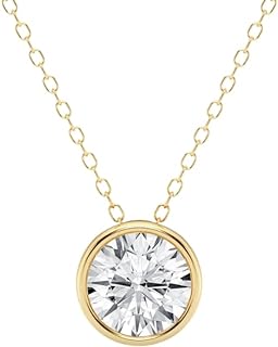 1.25ct to 3.00 Carat Lab Grown Diamond Round Brilliant Cut Bezel Set Pendant Necklace for Women (F-G, VS, cttw) Certified Solitaire Necklace Pendant in 14k Solid Gold 18-inch Cable Chain Lobster Clasp