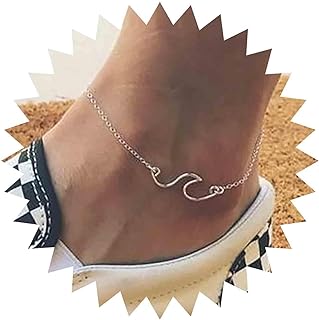 Andelaisi Boho Wave Ankle Bracelet Ocean Wave Anklet Bracelet Vintage Silver Wave Chain Anklet Minimalism Anklet Foot Chain Jewelry for Women and Girls