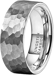 Black Hammered Tungsten Carbide Wedding Rings for Men and Women, Matte Comfort Fit Design with Multiple Color Options, Ideal Couple's Engagement Bands
