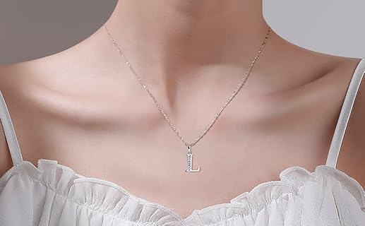 S925 Sterling Silver Initial Pendant Necklace with Singapore Chain & Spring Ring Clasp, Adorned with Cubic Zirconia, A Perfect Graduation/Mother's Day Gift for Women & Teen Girls