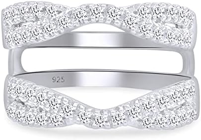 1.00 Ct. AFFY Double Infinity Wedding Ring Guard in 14K Rose Gold Plated Sterling Silver with Cubic Zirconia, Romantic Gift for Her