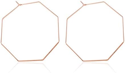 Simple Lightweight Geometric Statement Hoop Earrings - Thin Wire Delicate Pear, Octagon, Pentagon, Heart, Star, Horseshoe, Round Circle Infinity Set