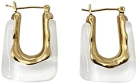 Chunky Clear Earrings Retro U Shaped Hoop Earrings Minimalist Square Earrings Resin Earrings Huggie Earrings for Women