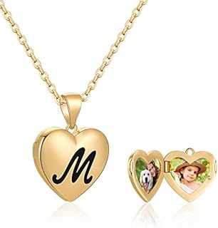IEFWELL Locket Necklaces for Girls Gifts That Holds Pictures, 14K Gold Plated Heart Picture Necklaces for Girls Women Initial Locket Necklaces for Teen Girls Gifts for Girls Jewelry