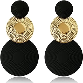 JOONL Bohemian Multi-Coloured Alloy Stud Earrings with Ear Acupuncture for Women - Geometric Round Design