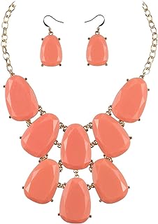 Firstmeet Chunky Bubble Statement Collar Necklace with Earrings for Women