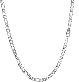 AFSTALR Collier Figaro en Argent avec Chaîne et Bracelet, Design Élégant et Confortable, Taille 61cm, Parfait pour Hommes avec Résistance à la Corrosion et Longue Durée de Vie