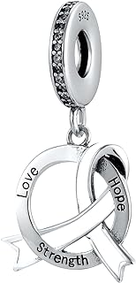 Cancer Ribbon Love Hope Strength 925 Sterling Silver Charms Beads Pendants for Pandora Bracelets & Necklaces Etc