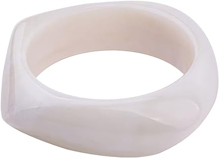 White Resin Bangle Bracelet with Distinctive Geometric Design, Ideal for Women & Girls, Hypoallergenic Bracelet Gift