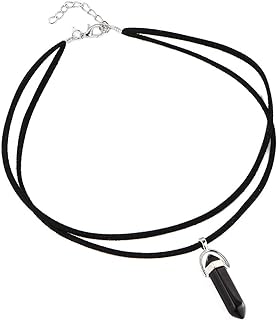 Kercisbeauty Black Wrap Velvet Choker with Black Gemstones Healing Stones Women Girls Everyday Boho Necklace Gift Her Jewelry Hippie Crystal