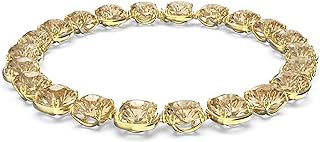 Swarovski Harmonia Crystal Choker Necklace Set with Slide Lock Clasp, Yellow Cushion-Cut Design in Gold-Tone Plated Brass