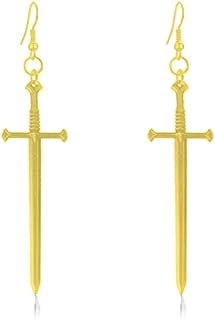 Unique Retro Gothic Long Sword Hook Earrings Vintage Silver Punk Style Knife Dangle Drop Earrings for Women Girls Trendy Men Statement Jewelry Gifts