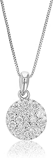 1/2 cttw Lab Grown Diamond Cluster Pendant Necklace in .925 Sterling Silver Round Prong Set Size 1/2 Inch