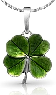 DANFORTH Four Leaf Clover Pewter Pendant Necklace with Lobster Claw Clasp and Sterling Snake Chain, Perfect Gift for Luck and Style Seekers, Made in USA