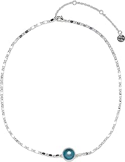 Pura Vida 14" Silver Mood Stone Choker Necklace - Brand Charm, 3" Extender