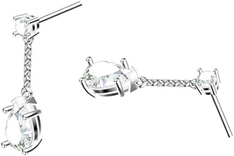 GRA Certified 2 carat Pear Shaped DIAMOND Drop Earrings SOLID 18k White Gold Lab CREATED VVS1 Clarity D Color 5x8mm Pear Cut Solitaire Diamond Earrings Screw Back HANDMADE Jewelry gift for her