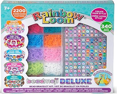 Rainbow Loom: Beadmoji Deluxe - DIY Rubber Band & Bead Bracelet Kit - Includes 2200 Bands & 340 Beads, Design & Create, Ages 7+