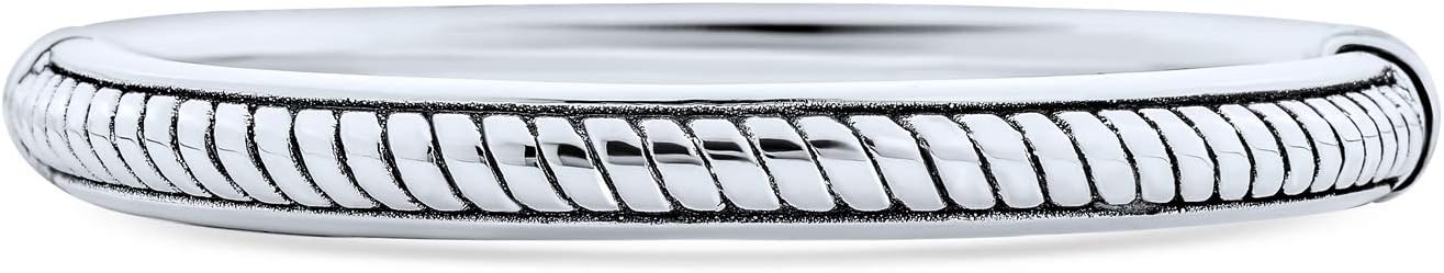 Personalized Bali Singaraja Wheat Braided 7.5 Inch Sterling Silver Bangle Bracelet with Box Tongue Clasp for Women - Twisted Weave Design