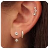 MIDEEO 14K Gold Plated Hoop Earrings with Cubic Zirconia Gems, Hypoallergenic Chunky Design for Women and Girls, Hinged Hoop Back Finding