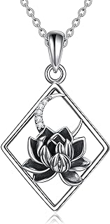 Stunning Lotus Cubic Zirconia Sterling Silver Pendant Necklace with C-Link Chain - Perfect Gift for Women and Nature Lovers