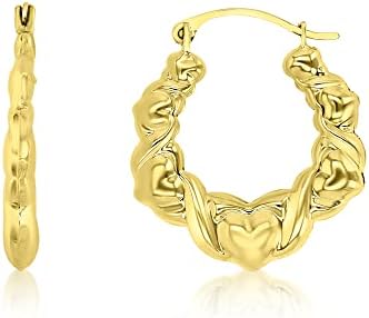 14K Yellow Gold 3x20mm Polished Graduated Hearts Claddagh Lightweight Hoop Earrings