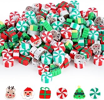 Premium QUEFE Christmas Polymer Clay Beads Bracelet with Versatile Design for DIY Crafters - Festive, Waterproof, Fade-Resistant - Boosts Creativity & Skills (Small Size Christmas-1)