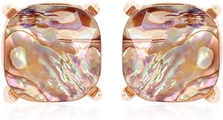 Sparkly Faceted Jewel Statement Stud Earrings - Princess Cushion Cut Sequin Confetti Square Lever, Cubic Zirconia Round, Oval Bezel