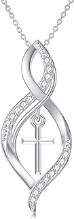 Diamond Cross Necklace for Women 925 Sterling Silver Infinity/Butterfly/Heart/Jerusalem Cross Graduation Friendship Necklace Talisman Diamond Jewelry Pendant for Women