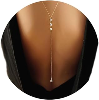 Edary Women's Gold Alloy Back Body Chain Featuring Crystal Accents, Perfect Beach or Bikini Accessory, Fashionable Design, Adjustable Fit